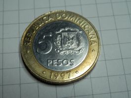 Dominikanische Republik 5 Pesos, 1997 50. Jahre Zentralbank