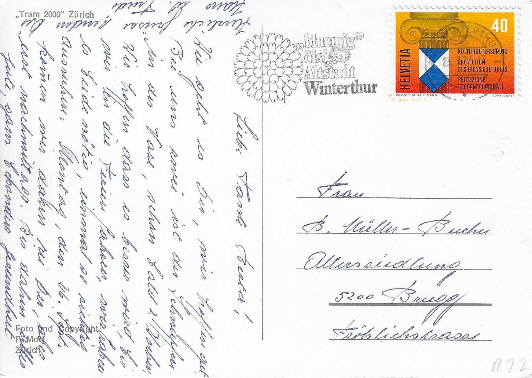Cartoline postali: "Tram 2000" Zürich – Usato da Rothrist venduto da Stranglehold 1
