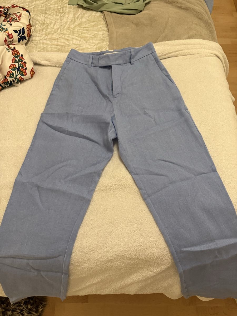 Mango Pantaloni: Blaue Mango Leinenhose – Nuovo (secondo la descrizione) da St. Moritz venduto da ari_9fcv