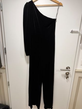 Jumpsuit Mango schwarz One-Shoulder Samt Top Zustand