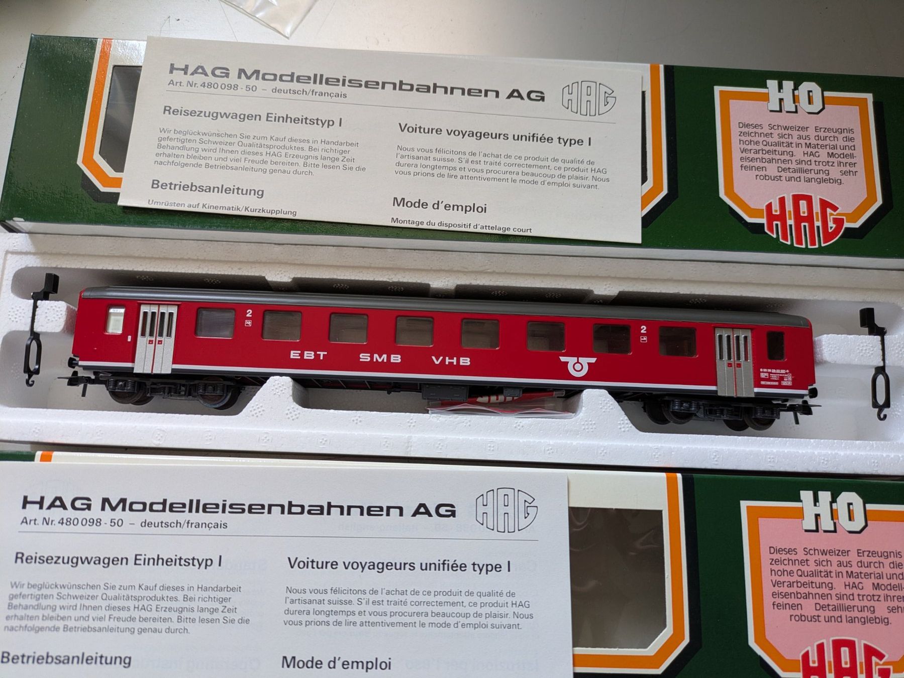 Hag Modellini di ferrovie: 2 HAG EBT Personenwagen – Nuovo (secondo la descrizione) da Lohn SH venduto da Gitane0 2