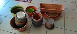 Pots à fleurs et soucoupes
