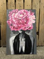 Bild Gemälde Frau Blumen