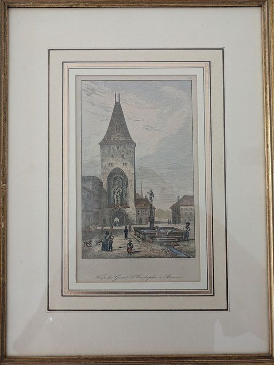 Incisioni: Stahlstich vom Tour du Grand Saint-Christophe à Berne – Usato da Schliern b. Köniz venduto da morphy55 2