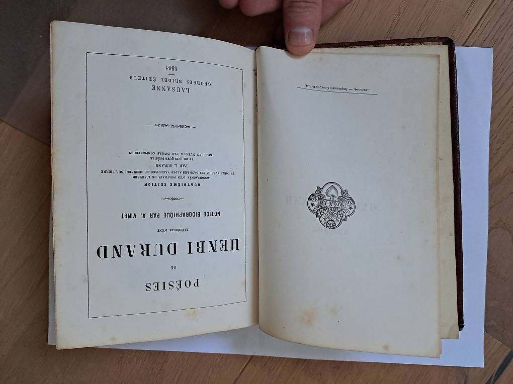 Livres: Poésie de Henri Durant 1861 – D'occasion à Bussy-chardonney par Cartago 1