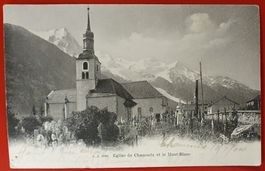 Eglise de Chamonix 1904 - et le Mont-Blane