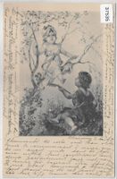 Der kleine Minnesänger - Paar Couple - Litho