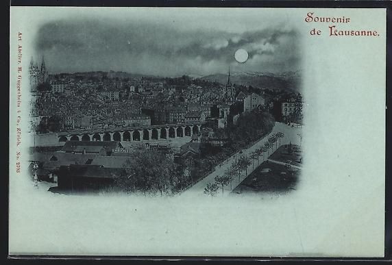 Cartoline postali: Mondschein-AK Lausanne, Vue générale – Usato da Berlin venduto da bartko-reher