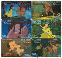 6 Telefonkarten Thailand Disney Tarzan