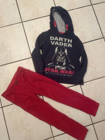 Star Wars Hoody & rote H&M Cordhose Hose, Gr. 128