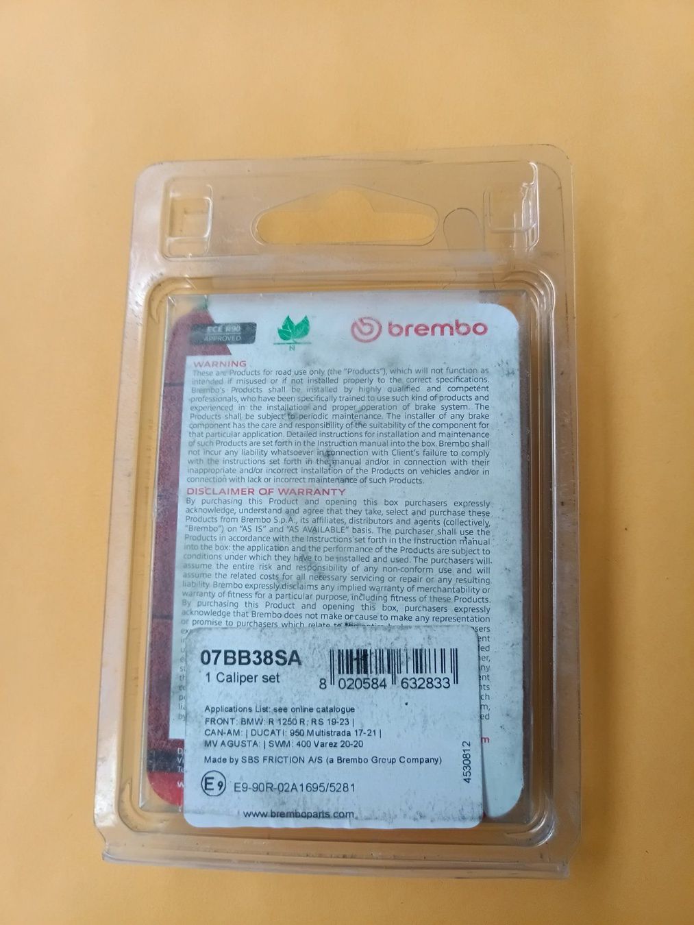 Brembo Tutti i ricambio per moto: Brembo Bremsbeläge 07BB38SA – Nuovo e nell'imballaggio originale da Wängi venduto da Ladys_First 1