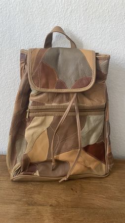 Vintage Leder Rucksack, Patchwork Optik