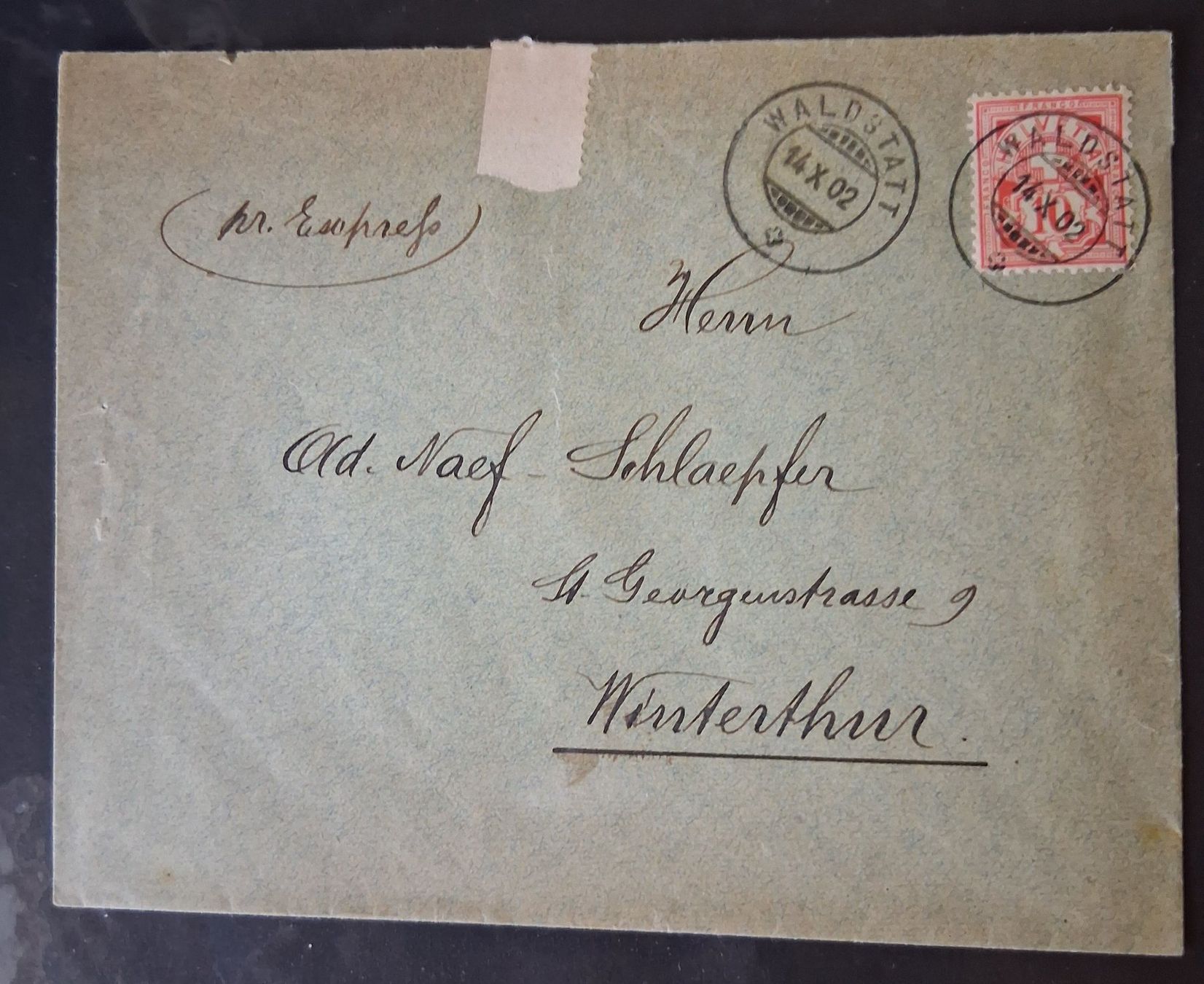 Tutti i francobolli: Briefumschlag Waldstatt-Winterthur, 1902 – Usato da Stalden (Sarnen) venduto da Salina_23