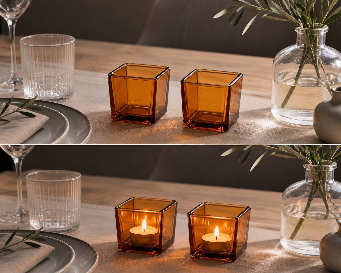 Portacandele: 2x Kerzenhalter Braun Glas – Nuovo (secondo la descrizione) da Fully venduto da VaneaSelection