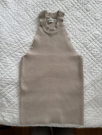 Mango ribbed camel top S