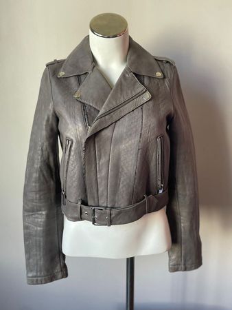 Veste motard en cuir gris - Taille 38