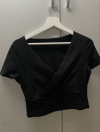 Black and White wrap-over crop top