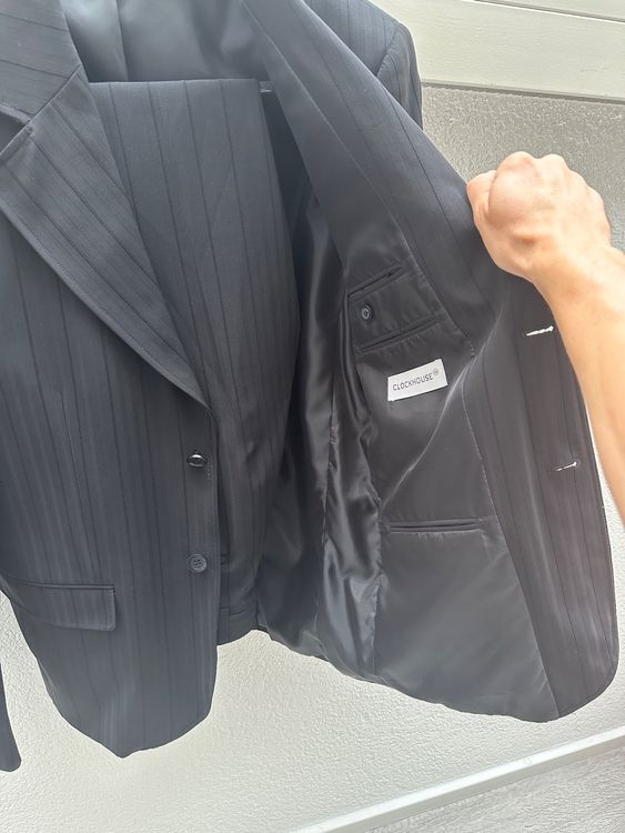 Hugo James Anzugjacke Nadelstreifen Schwarz - Big Dude