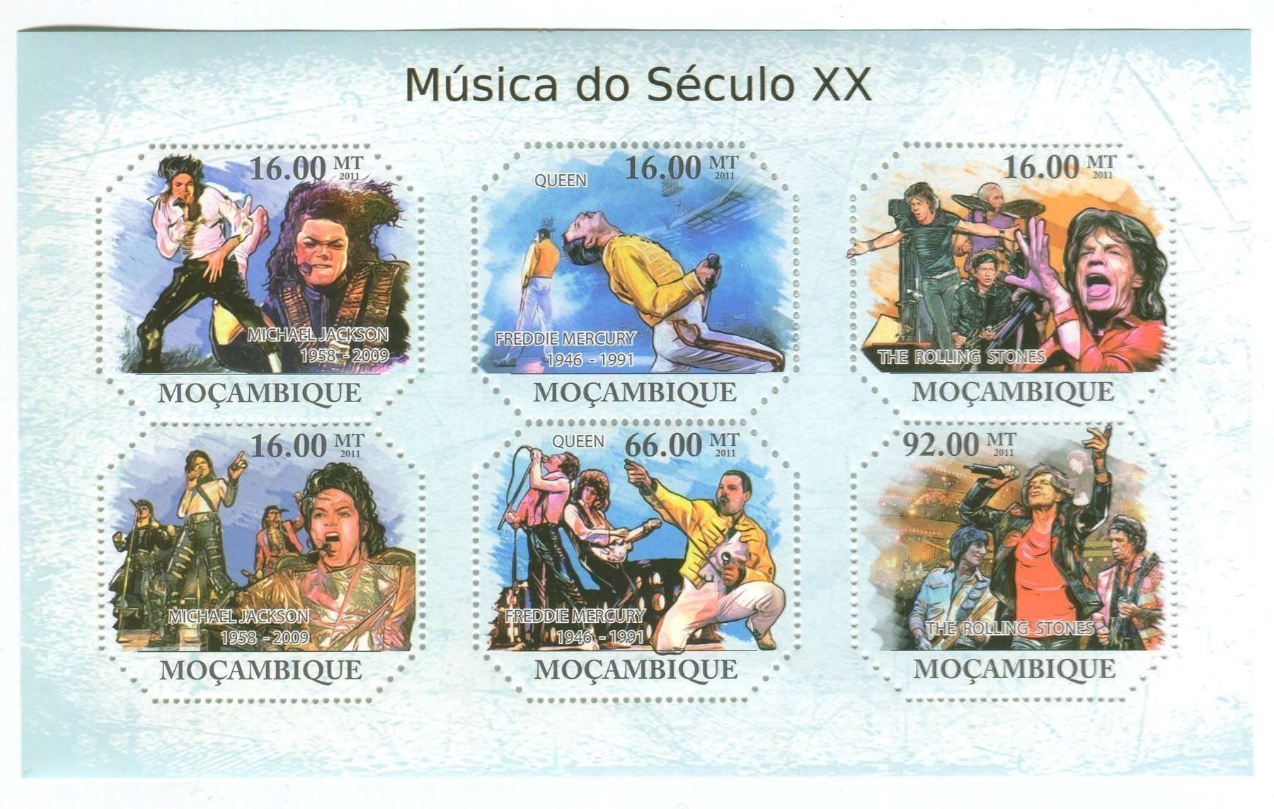 Tutti i francobolli: Block "Freddie Mercury, Michael Jackson, The Rolling Stones" – Nuovo e nell'imballaggio originale da Basel venduto da Butsch5