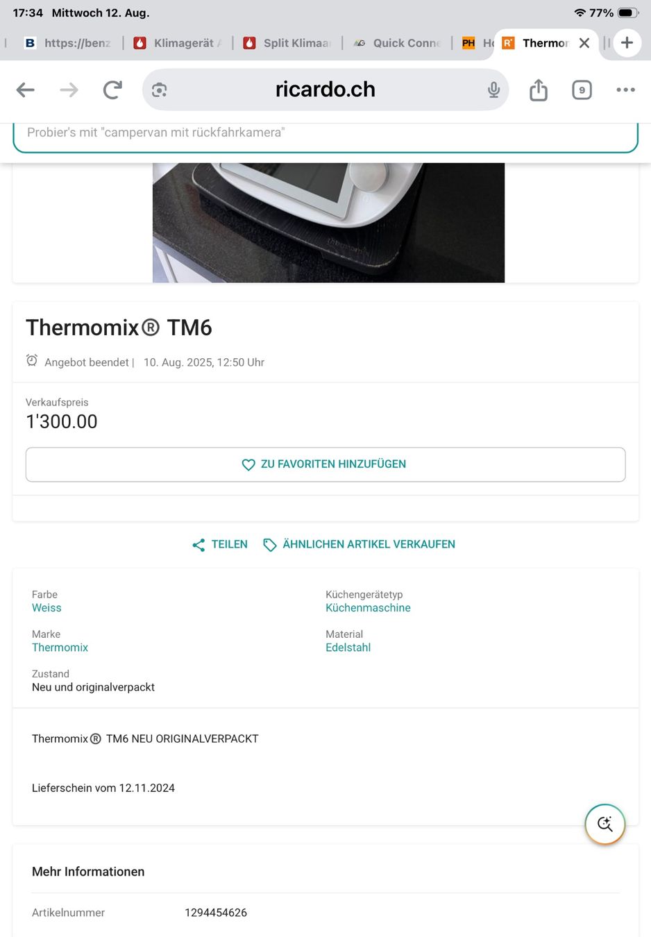 Sonstiges für Haushalt & Wohnen: Thermomix TM6 – Neu (gemäss Beschreibung) aus Pfaffhausen von b.cat 4