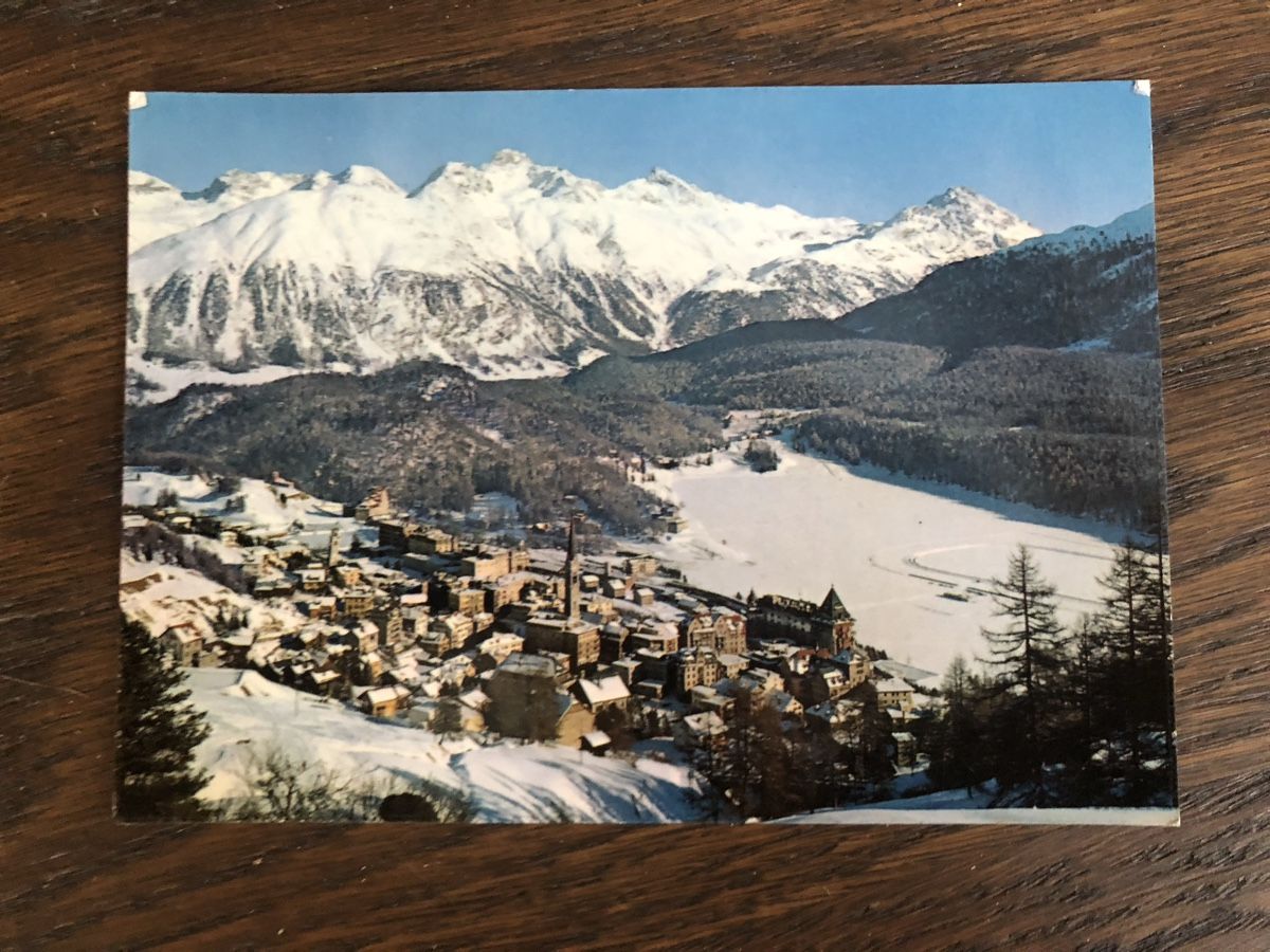 Cartoline postali: Schöne Ansichtskarte ST. MORITZ mit Werbestempel 1957 – Usato da Lufingen venduto da Rac0