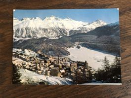 Schöne Ansichtskarte ST. MORITZ mit Werbestempel 1957