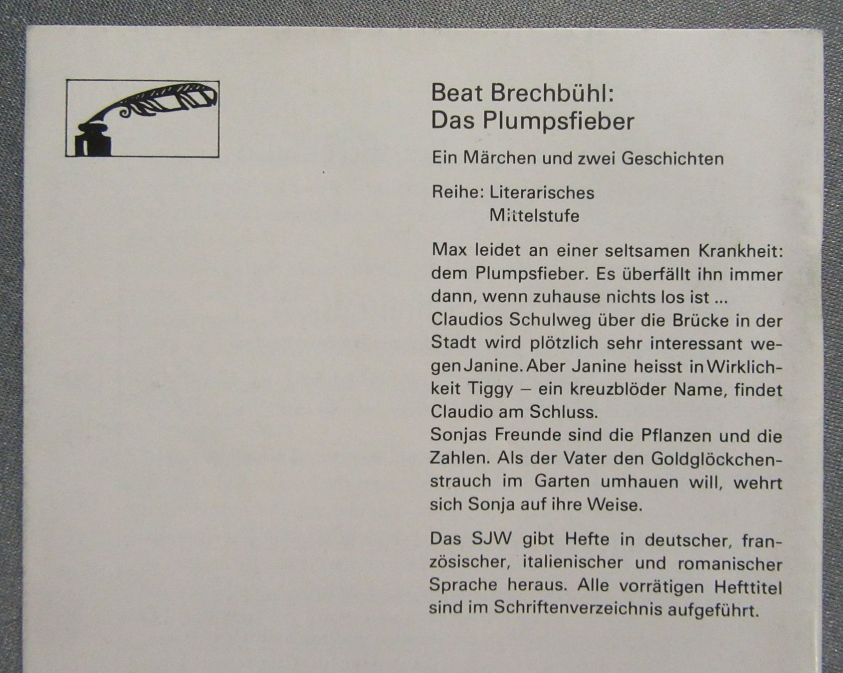 Bücher: SJW Heft - Das Plumsfieber - Nr. 1472 – Gebraucht aus Auenstein von Padabimbim 1