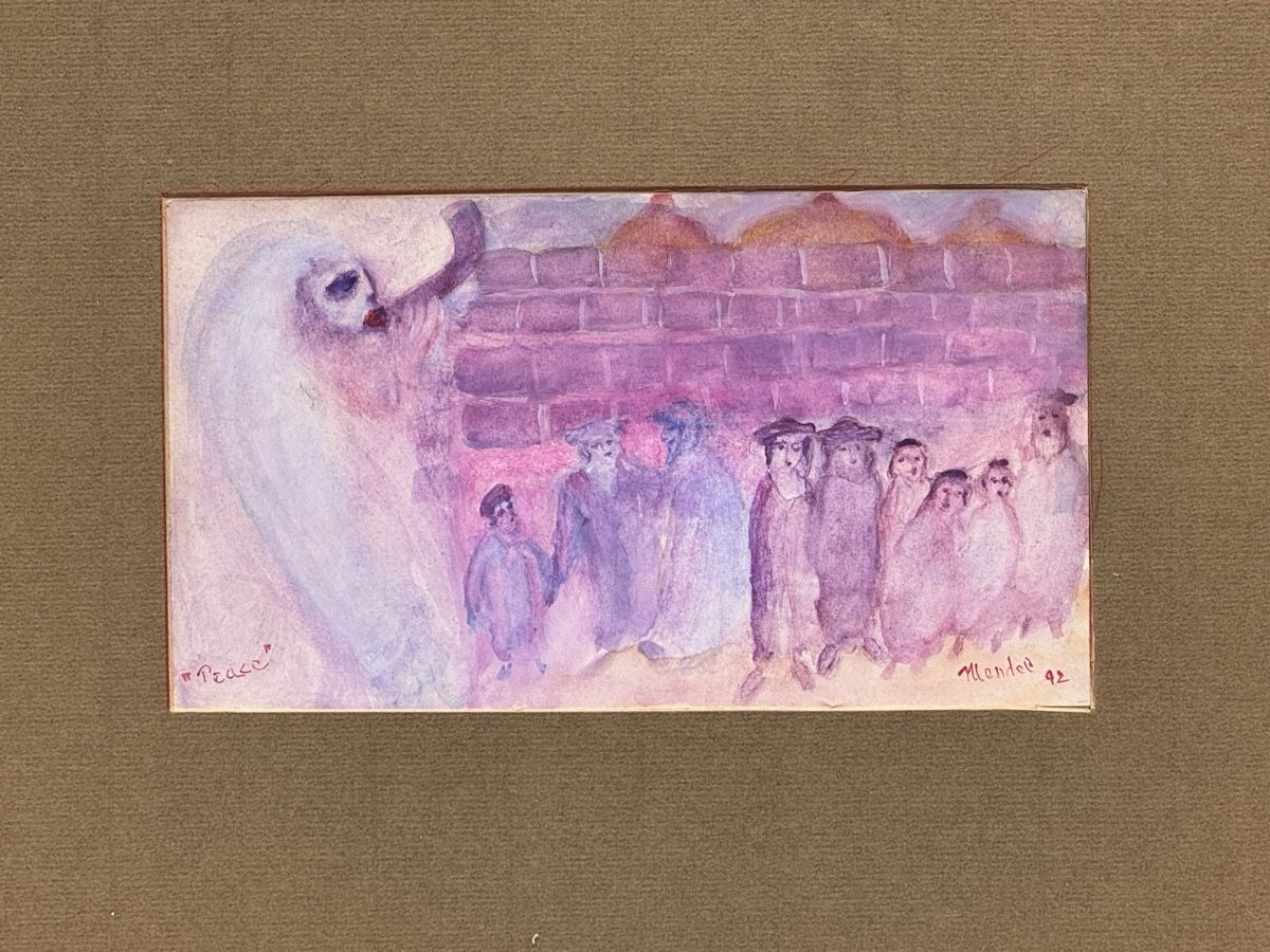 Dipinti: Quadro ebraico "Pace" di Mendel 14x24  – Usato da Genève venduto da GenevasWunderkammer 3