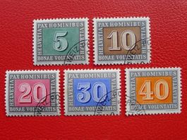 1945: Nr.262-266 PAX (Kleinsatz) mit sauberen ET-Eckstempeln