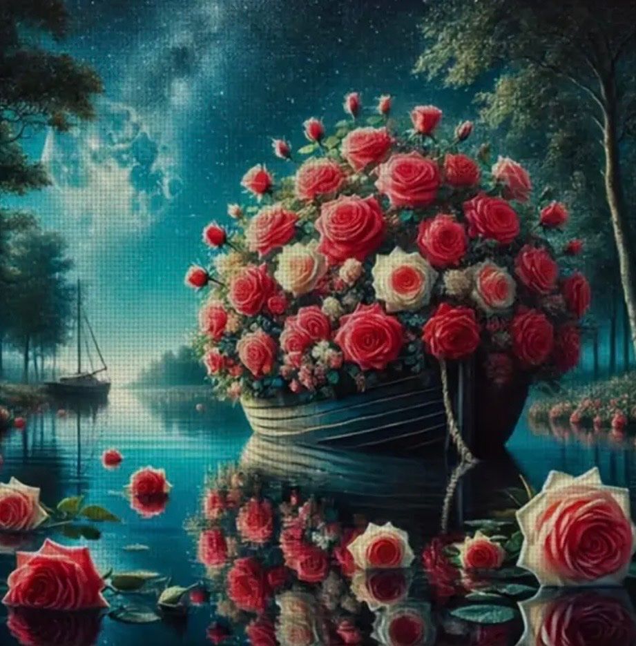 Bastelsets: Perlen-Stickerei-DIY- florales Segelboot-Sticken-Bild – Neu und originalverpackt aus Teufenthal AG von MeineSchatztruhe