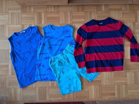 Kinder Kleider Set 4 Teile, Sommer, 128, T-shirts, Hose kurz