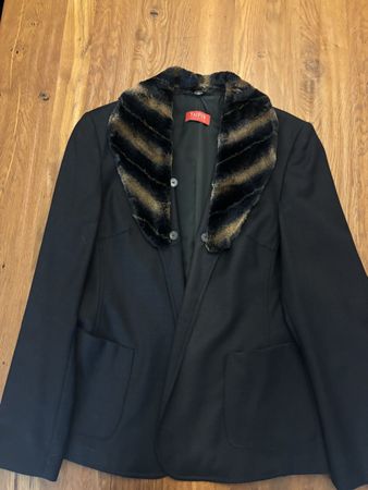 Taifun Winterblazer schwarz Gr. 38 Kunstfell Kragen