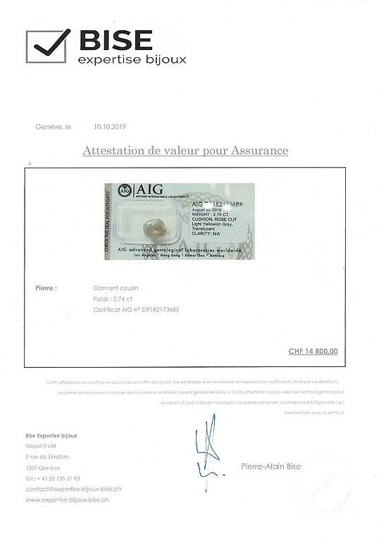 Pietre preziose: Diamant naturel coussin 2.74ct AIG – Usato da Châtelaine venduto da GenevaTrade