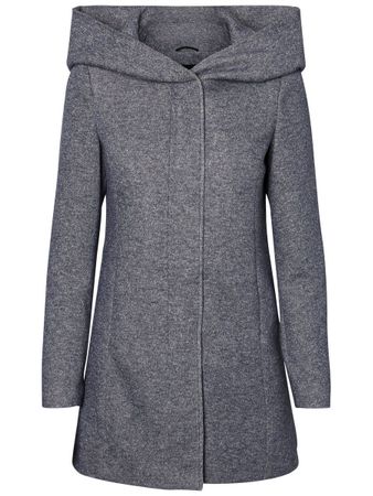 ONLY Damen Mantel, Gr. XS, Kapuze, Grau