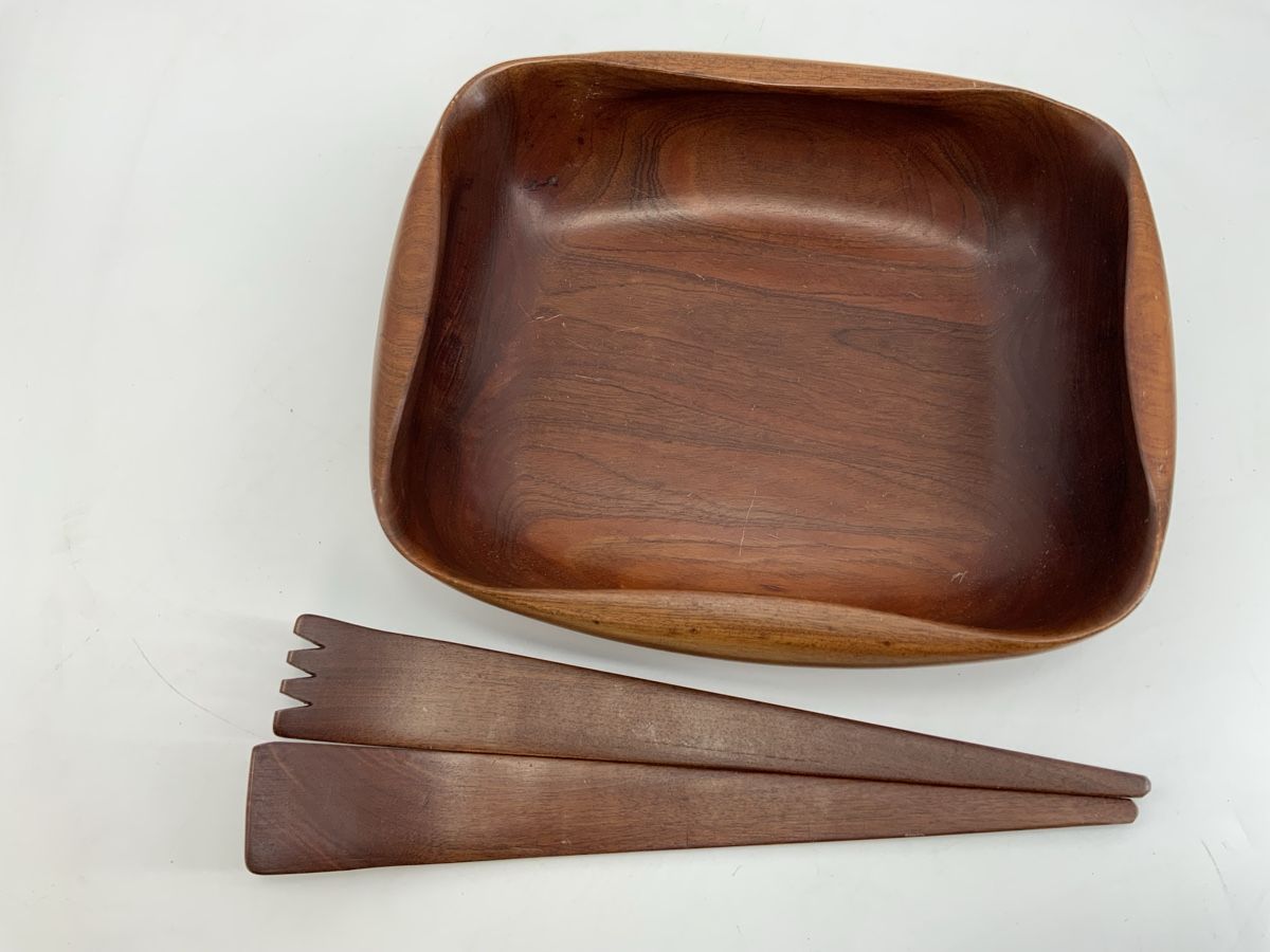 Schalen: Vintage Holzschale mit Salatbesteck – Gebraucht aus Erlach von silvia3235 1
