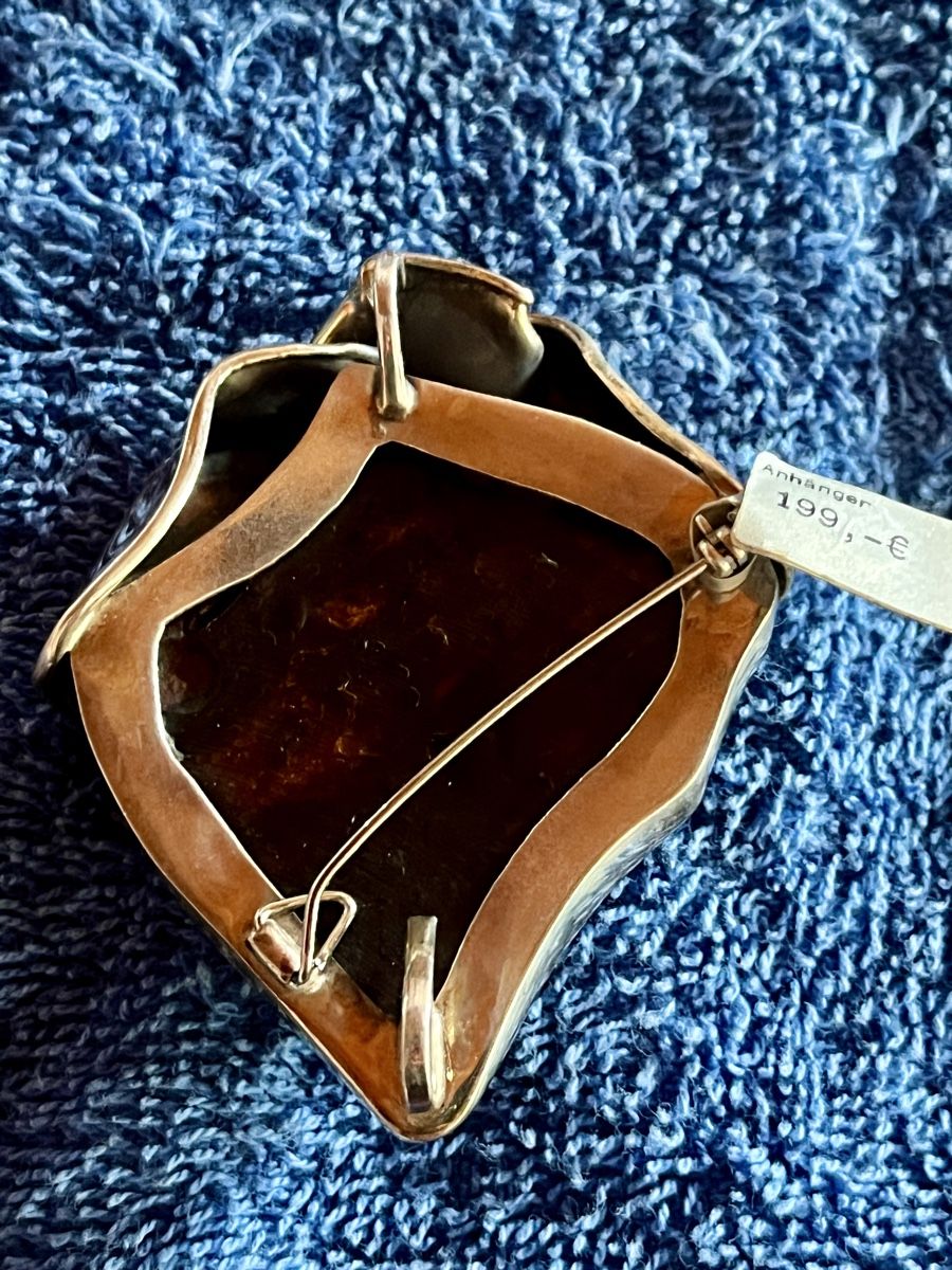 Spille & Fermagli: Anhänger /Brosche Bernstein Silber brosche 6.26 cm neu – Nuovo e nell'imballaggio originale da Bigenthal venduto da Sammler60 1