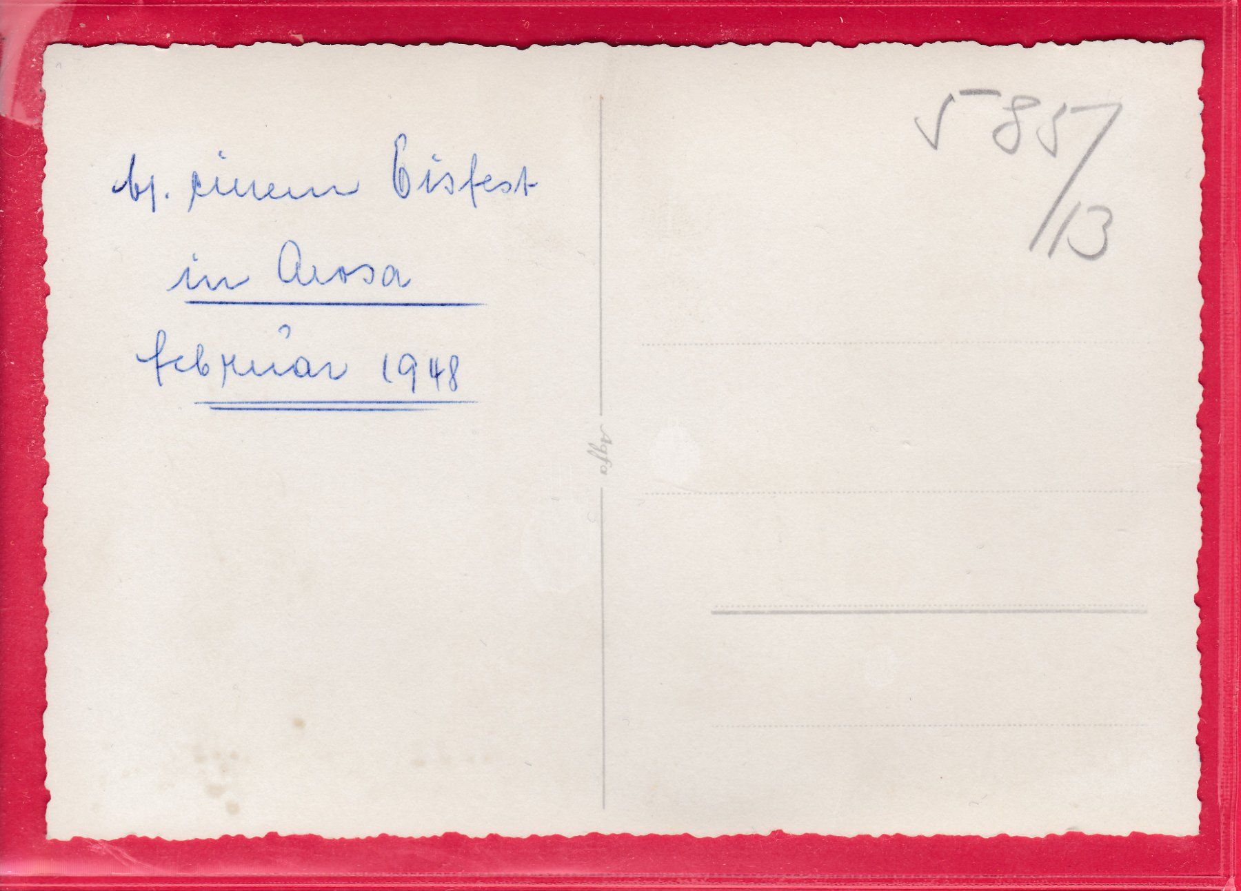 Ansichtskarten: AROSA 1948, EIS-LÄUFER – Gebraucht aus Oberrieden von Gebirgsstelze 1