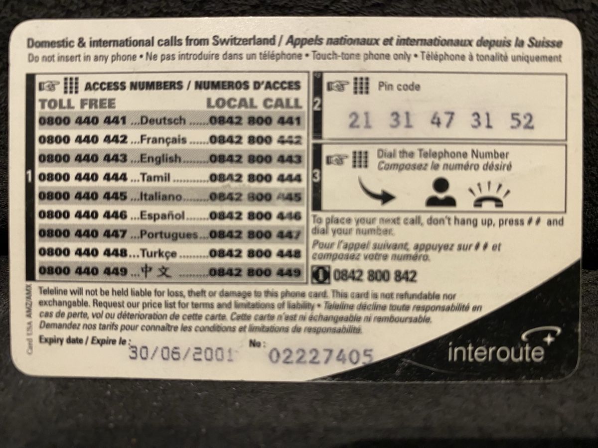 Telefon- & Taxkarten: Teleline – Gebraucht aus Lausanne von babacard10 1