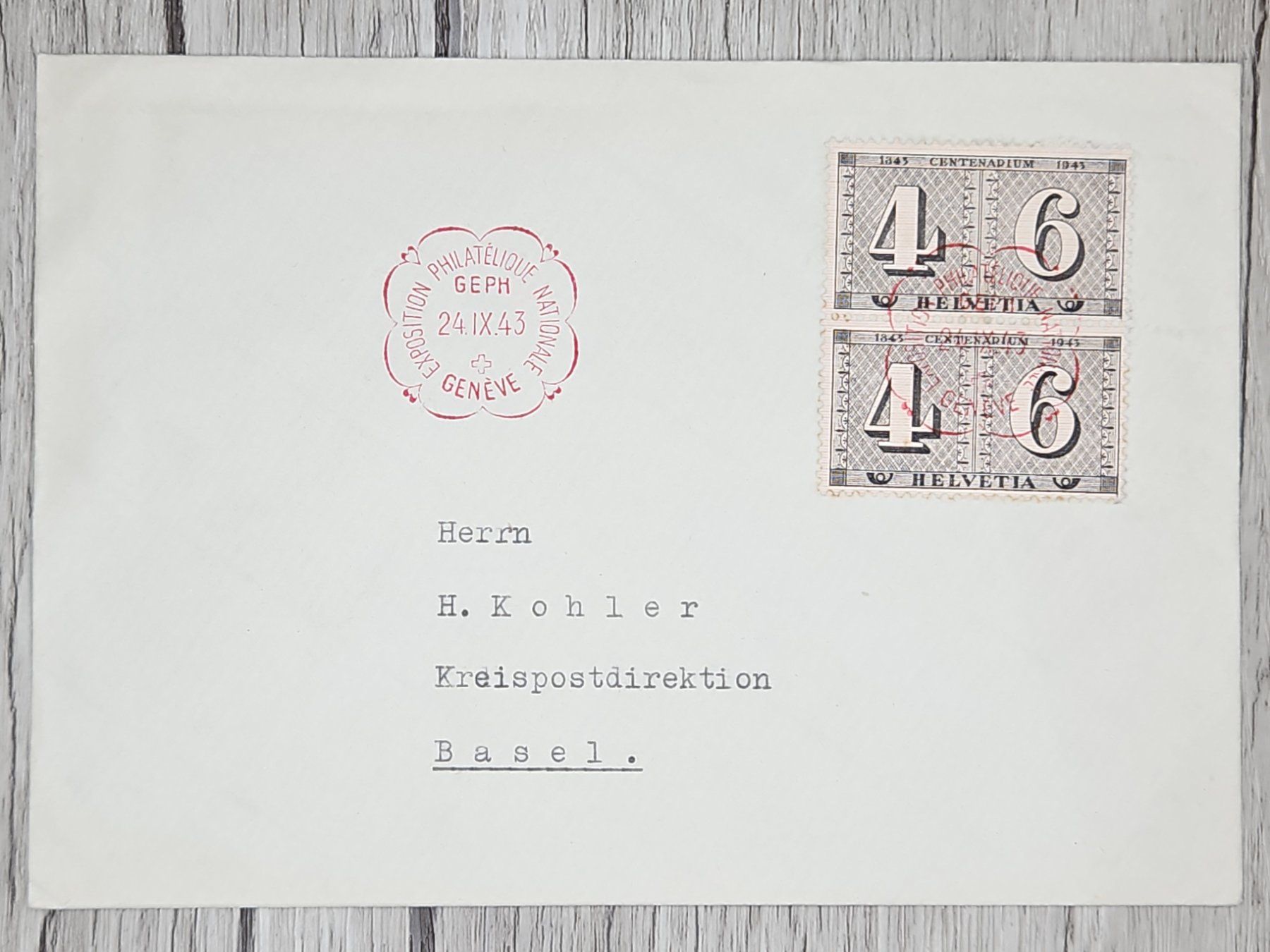 Tutti i francobolli: CL13 Enveloppe + Timbre Suisse 1943 – Usato da Cousset venduto da Patrick_Collections