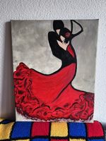 Handgemaltes Bild, Tanzpaar, Flamenco, rot schwarz, Leinwand