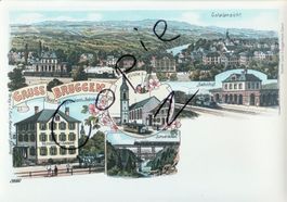 Gruss aus Bruggen- (Litho Sitterbrücken, Bahnhof im Form A4)