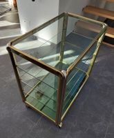VINTAGE:  Glasregal/Barwagen, Messing/Chrom/fünf Glastablare