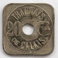 Jeton TRAMWAYS DE CALAIS 20 Centimes