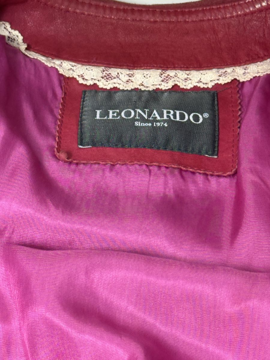 Jacken: Leonardo Leather Jacket, Red Pink Ruffle Detail, Size 36 – Gebraucht aus Hurden von rac_wyf8 6