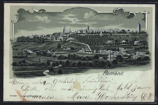 Ansichtskarten: Mondschein-Lithographie Romont /FR, Tota – Gebraucht aus Berlin von bartko-reher