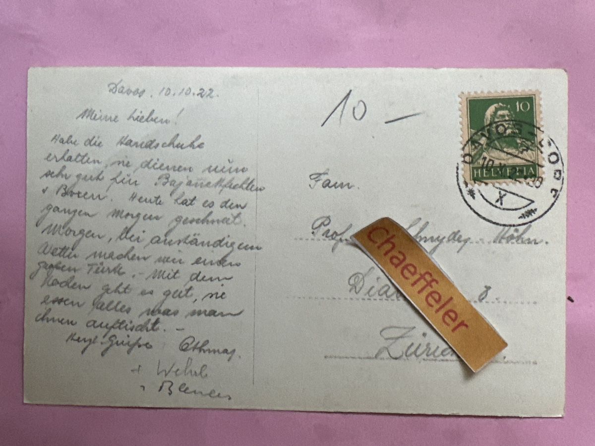 Ansichtskarten: 1922 Davosersee – Gebraucht aus Zürich von Chaeffeler 1