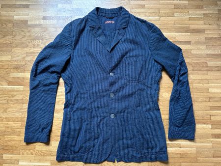 Aspesi Cotton Navy Blue Stripes Twill Blazer Sakko