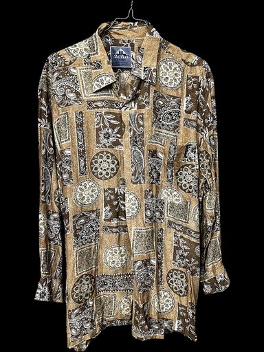 Camicette: Tora Button-Down-Hemd - Beiges Paisley-Muster Langarm – Usato da Zug venduto da vinokilo 1