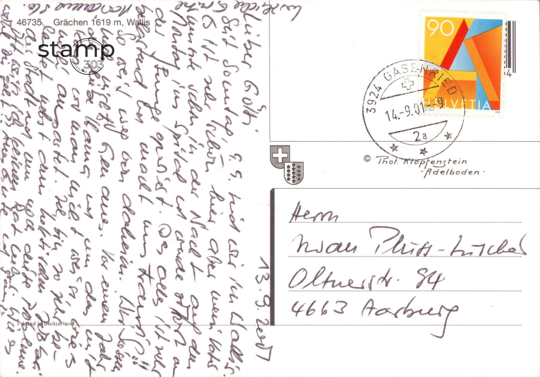 Cartoline postali: 2001 AK Grächen – Usato da Eggersriet venduto da stamp303 1