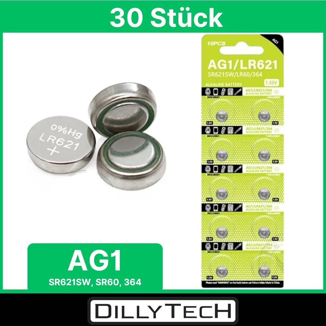 Caricatori & Batterie: DTecH AG1, LR60, 364 Knopfzellenbatterie - 30 Stk. – Nuovo e nell'imballaggio originale da Meilen venduto da DillyTecH